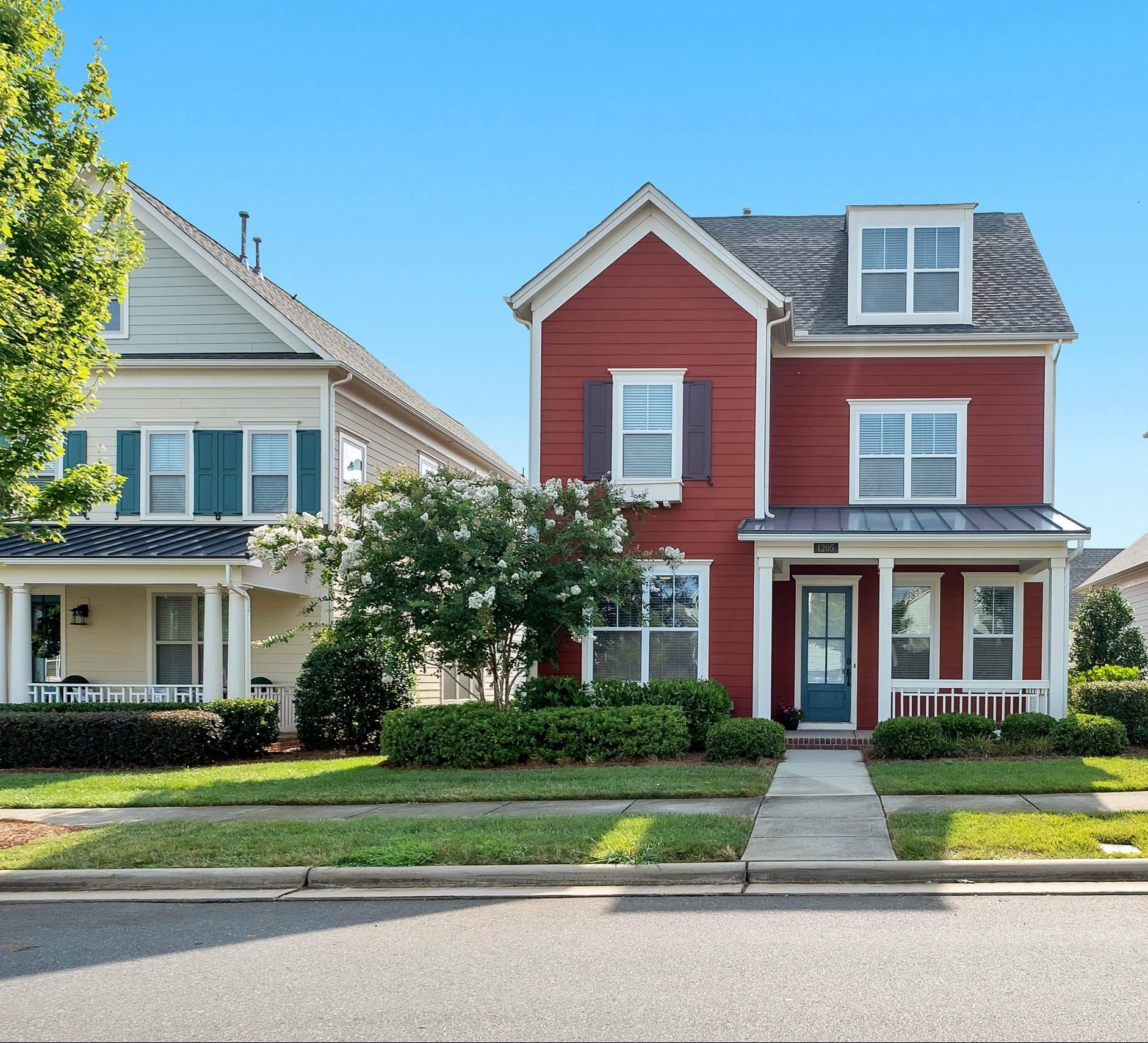 Red, white, and blue VA house